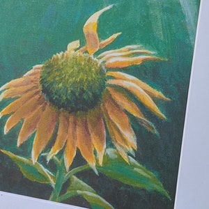 Hopeful Sunflower Painting Print 11&quot; x 14&quot; Matted Unframed