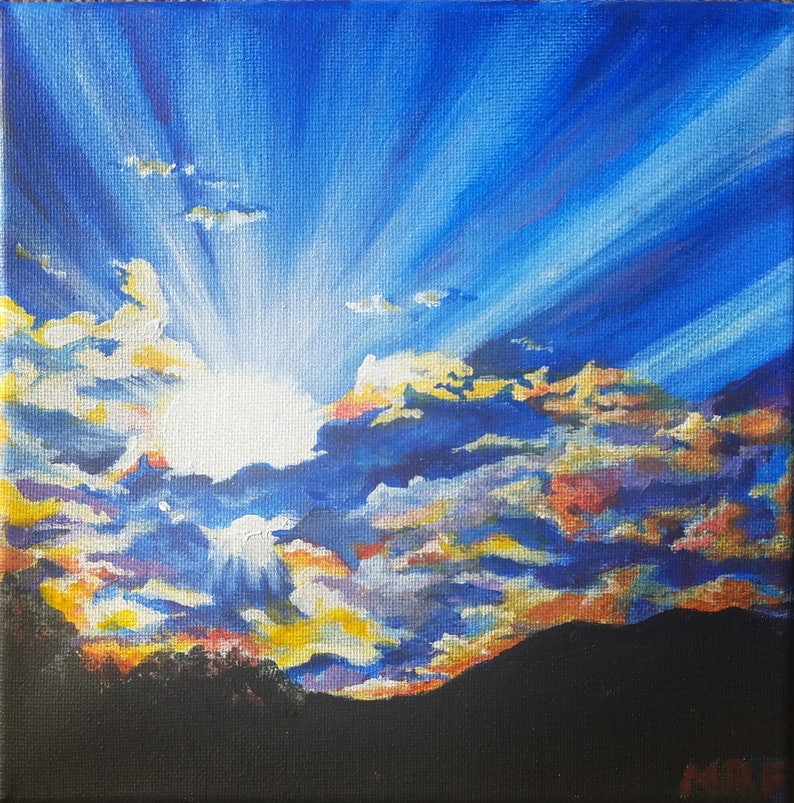 Dawn of a New Day Original Acrylic Painting 8 x 8 image 2