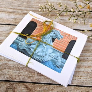 Cartes de correspondance sirène cheval hippocampe 10 x 5 1/2 po