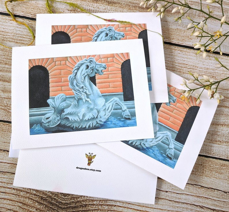 Mermaid Horse Hippocampus Note Cards 4 by 5 1/2 image 2