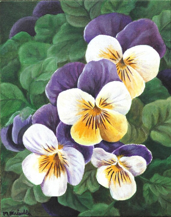 Pansy Patch Original Acrylic Painting 8 X 10 Etsy