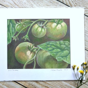 Green Tomatoes Painting Print 11&quot; x 14&quot; Matted Unframed