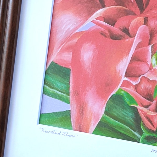 Bromeliad Flower Painting Print 11" x 14" Matted Unframed