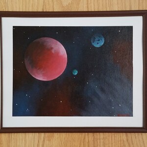 Planets in Space Episode 3 Original Acrylic Painting 9&quot; x 12&quot;