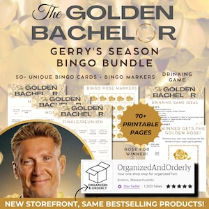 Paquete de bingo Golden Bachelor más vendido / Gerry Turner / Tarjeta de bingo / Juego de beber / Ver fiesta