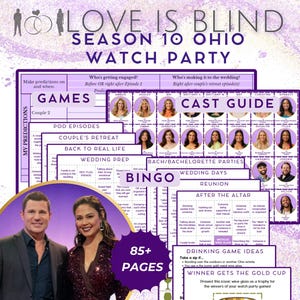 Best-seller Love is Blind Ultimate Watch Pack festif | Saison 10 Ohio | Cartes de bingo | Guide du casting | Jeu de pronostics | Toute la saison incluse