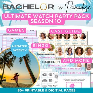 Bachelor in Paradise Ultimate Watch Party Pack / Stagione 10 / Fantasy Draft / Giochi / Bingo / Guida al cast aggiornata settimanalmente - Golden incluso!