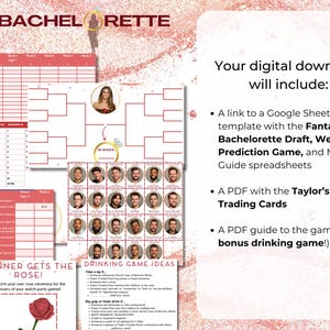 Bestselling Bachelorette Fantasy Draft & Bracket Pack | Season 22 Taylor Frankie Paul | Fantasy Draft | Bracket | Drinking Game | Men Guide image 4