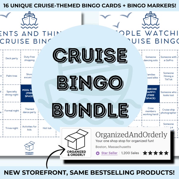 Bestseller Cruise Vacation Bingo Bundle | Bingo Cards | Printable PDF | Cruise Ship Vacation Games | Family Vacation Games | Bingo Markers