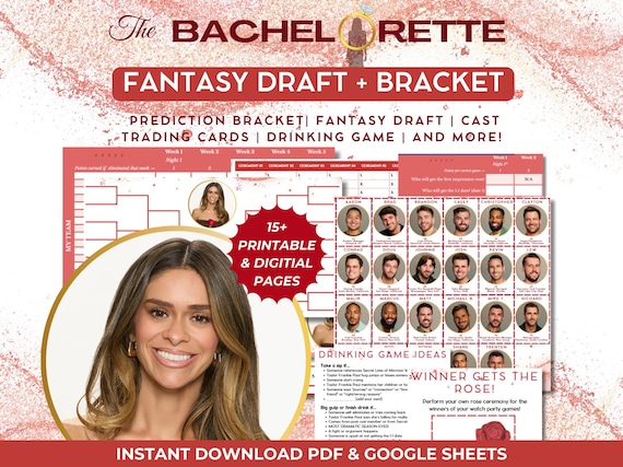 Bestselling Bachelorette Fantasy Draft & Bracket Pack | Season 22 Taylor Frankie Paul | Fantasy Draft | Bracket | Drinking Game | Men Guide