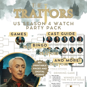 The Traitors Ultimate Watch Party Pack | US Season 4 | Alan Cumming | Fantasy League | Bracket | Bingo | Drinking Game | Cast Guide