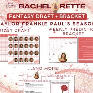 Bestselling Bachelorette Fantasy Draft & Bracket Pack | Season 22 Taylor Frankie Paul | Fantasy Draft | Bracket | Drinking Game | Men Guide image 3
