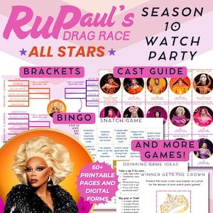 RuPaul's Drag Race All Stars | Ultimate Watch-feestpakket | Seizoen 10 | Drag Queens | Beugels | Bingo | Drinkspel | Gids voor Queens