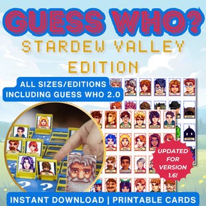Stardew Valley Guess Who | Digital PDF Download | Printable Custom Cards | All Sizes Included + Updated for Guess Who 2.0 | Easy to Use