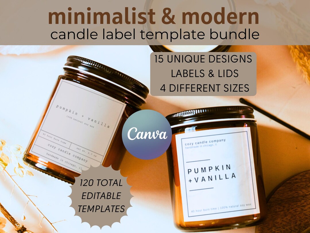 Minimalist and Modern Candle Label Template Bundle | Editable and ...