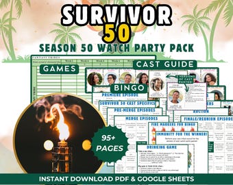 Bestselling Survivor Season 50 Ultimate Watch Party Pack | Fantasy Tribes | Prediction Game | Bingo | Drinking Game | Cast Guide