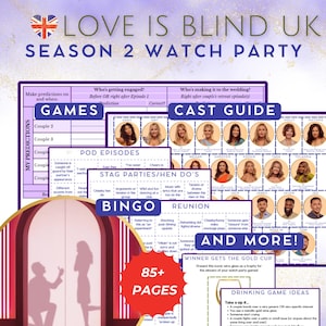 Bestseller Love is Blind UK Ultimate Watch Party Pack | UK Season 2 | Bingo Cards | Cast Guide | Prediction Game | Whole Season Included