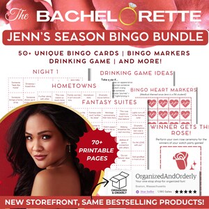 Bestselling Bachelorette Season 21 Bingo Bundle | Jenn Tran | Bingo | Drinking Game | Bingo Bundle | Watch Party