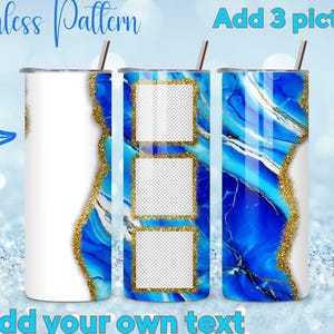 Envoltura para vaso de lapislázuli: foto y texto, vaso delgado de 20 oz (descarga digital PNG)