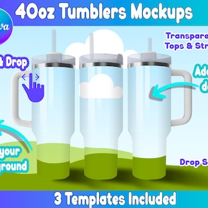40oz Tumbler Wrap Canva Template Bundle: Silver, Gold & Multicolor Rim (Digital Download)