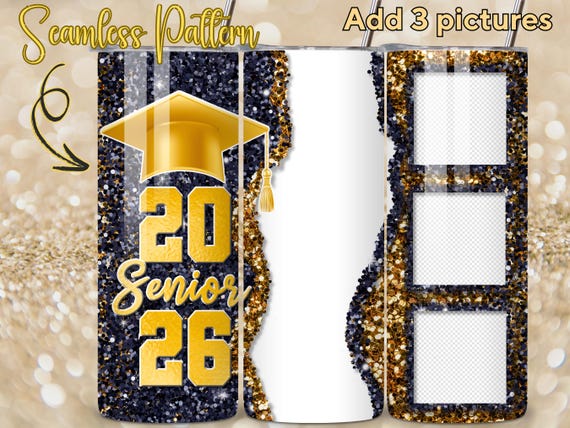 2026 Graduation Tumbler PNG • Photo Wrap Template (Digital Download)