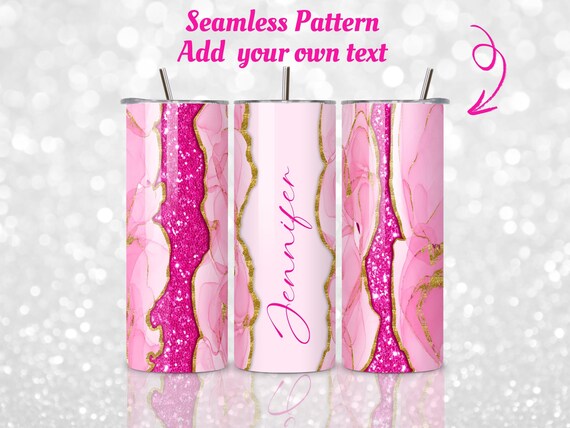 Pink Glitter Agate Tumbler Wrap: 20oz Skinny Tumbler Sublimation Design (PNG Digital Download)