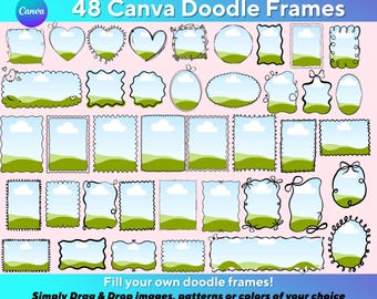 Wavy Doodle Border Canva Frames: Squiggly Design Bundle (Digital Download) Easy drag and drop