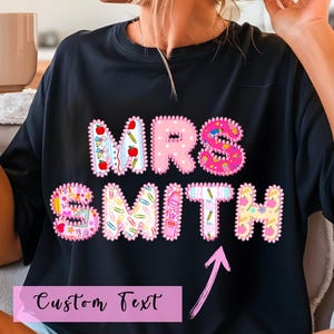 Custom Embroidery Teacher name png, Custom teacher png, custom png, preppy teacher bow png, Back To School Png, teacher shirt design, preppy