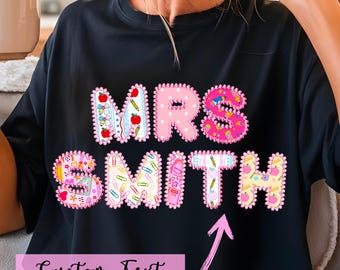 Custom Teacher Name Embroidery PNG: Preppy Back To School Shirt Design (Digital Download)