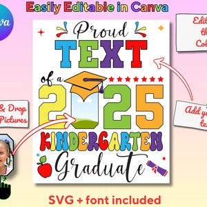 Kids Graduation Design Template, Grad Flyer, T-shirt Design, Grad fan, Grade School, Elementary, Editable Canva Digital File, Class of 2024