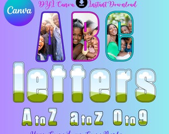 CANVA DIY Alphabets and Numbers • Easy Drag and Drop Alphabet and Numbers • Canva image frame designs • Editable  Alphabet Frame  Png