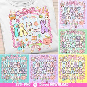 Retro Preppy Teacher PNG Bundle: Back to School Shirt Designs (PNG + SVG)