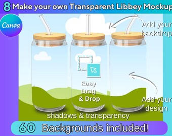 Libbey Glass Can Mockup Canva Template: Transparent Tumbler Bundle (Digital Download