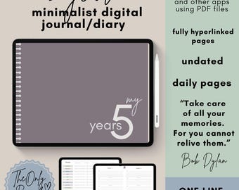 Digital 5-year daily journal | diary | one line a day | memory book | Compatible with GoodNotes, Notability