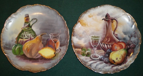 Pair Of Vintage Ucagco Hand Painted Decorative Plates For Etsy
