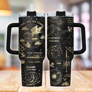 Violent Little Thing 40oz Tumbler, kubek fantasy romans, kubek cytatu Fourth Wing, prezent dla miłośnika książek, naczynia Empyrean, gadżety książkowe