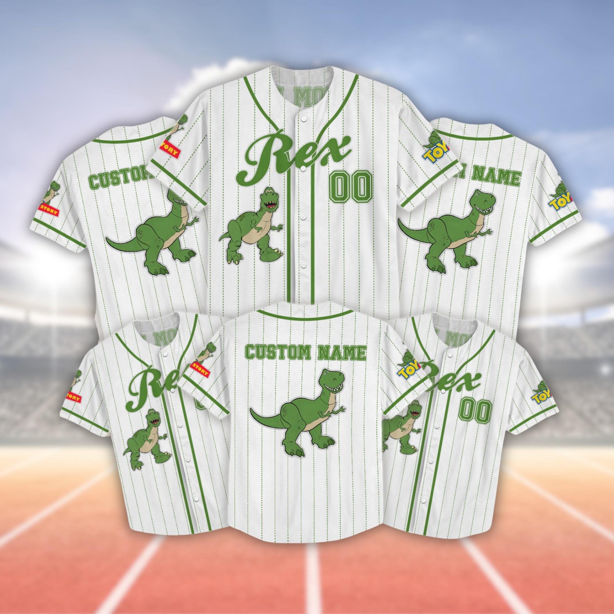 Custom Rex Toy Story Baseball Jersey, Dinosaur Disney Jersey, Disney ...