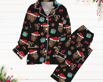 Weihnachten Bigfüße Pyjamas Set, Santa Sasquatch Feiertagspyjamas, Pyjamas für Party, Bigfüße Pyjamas Hose, Tierliebhaber Pyjamas