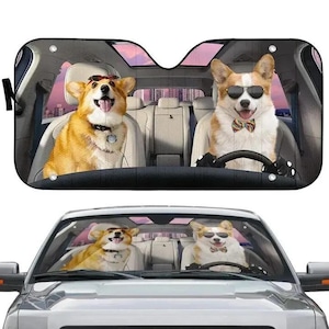 Corgi Car Sun Shade - Floral Corgi Car Sun Shade - Floral