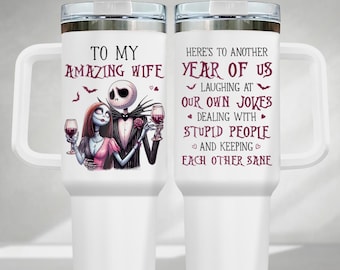 Vaso de Jack y Sally de 113 ml, ideal para amantes del vino, regalo de San Valentín para parejas de Disney, regalos de aniversario, vaso de Jack Skellington