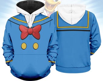 Kalle Anka-kostym med huvtröja, Musse Anka-tröja med vänner, Disney Anka-cosplay-t-shirt, Kalle Anka-tröja, Disney-resedräkt