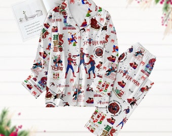 Conjunto de pijama de Spider-Man, pijama de Navidad de Spider-Man, divertida camiseta de superhéroe para Navidad, regalo para fiestas navideñas, conjunto de pijama de Spider-Man, pijama de manga larga
