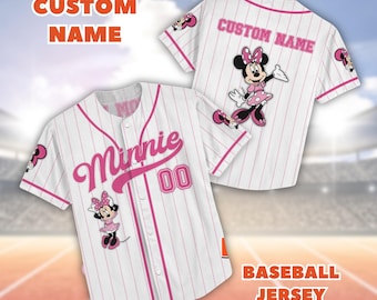Benutzerdefinierte Minnie-Maus-Baseball-Jersey, Disney Familienreise Passendes Jersey, Minnie-Maus-Jersey, Shirt, Mickey und Freunde Baseball-Shirt