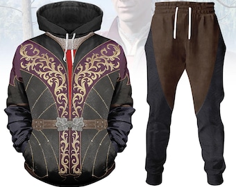 Astarion Costume Hoodie Jogger Set, Baldur's Gate 3 Vampire Cosplay Outfit, BG3 Halloween Tracksuit, Astarion Cosplay Hoodie Jogger