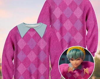 Pink Argyle Costume Sweatshirt, Boy Group Sweatshirt, Baby Saja Costume Outfits, Disneybound Park Outfit, Retro Knit Look Top