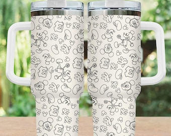 Mickey Mouse 40oz Tumbler, Disney Mickey Drinkware, Classic Disney Gifts for Her, Disney Insulated Travel Mug, Mickey Cartoon Tumbler