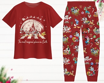 Mickey Mouse and Friends kerstt-shirt en pyjamabroek, Minnie Daisy Donald Duck vakantiepyjama, Disney-film pyjama kerst