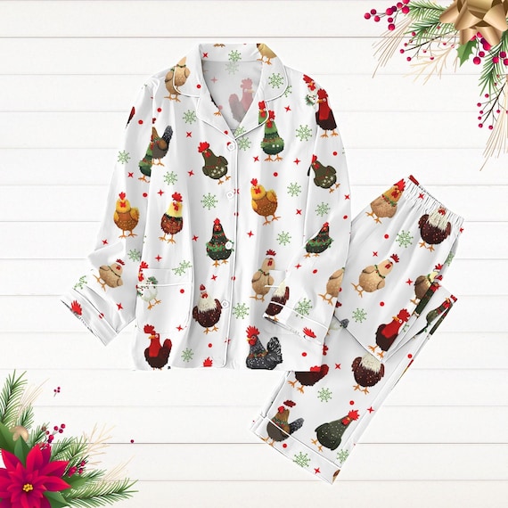 Chicken Christmas Reindeer Christmas Lights Pajama Costume T-Shirt Chicken Christmas Reindeer Christmas Lights Pajama Costume T-Shirt