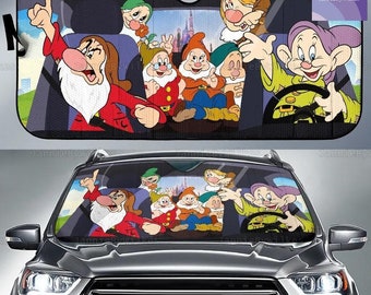 Halloween zeven dwergen autozonnescherm, Disney Dwarfs autozonwering, autozonwering voor voorruit, sneeuwwitje zonnescherm, autoaccessoire