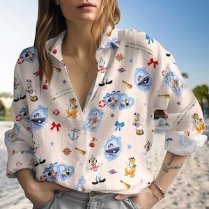 Blusa/Camisa de crucero Disney, Blusa/Camisa de crucero Mickey y sus amigos, Blusa/Camisa de crucero Disney, Blusa/Camisa náutica de Mickey Disney
